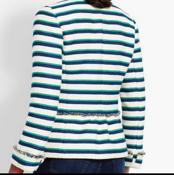 EUC Talbots Fully lined.. size 8 blazer. White/blue/green - Picture 2 of 16